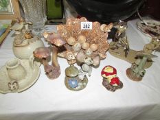 A mixed lot of mice and mushroom ornaments etc