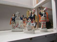 4 Staffordshire flat back figures,