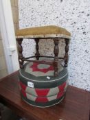 A leather pouffe and a stool