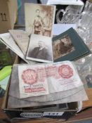 A mixed lot including 10/- note, Victorian photographs,