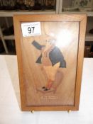 A double sided marquetry picture of Mr Pickwick signed A Harper