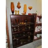 5 shelves of amber glass ware