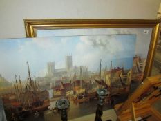 2 prints of the Brayford with Lincoln Cathedral in the background