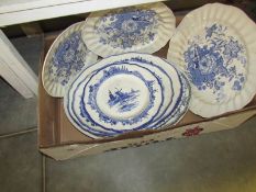 A mixed lot of old meat platters including Royal Doulton