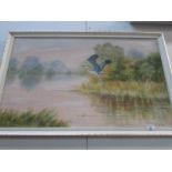 An oil on board study of a heron signed B Cox