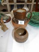 A Doulton stoneware jug a/f and a Doulton Lambeth pot