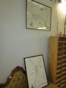 4 framed and glazed Lincolnshire related maps