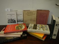 A collection of books on Tudor and Elizabethan related books including academic, folio,