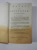 1791 volume of Works of Aristotle (tanning to bottom of pages)