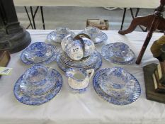 36 pieces of Victorian blue and white tea ware