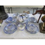 36 pieces of Victorian blue and white tea ware