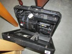 A cased video camera