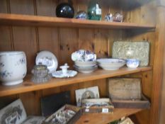 A mixed lot of interesting items including Spode cabbage/tobacco leaf pattern C1815,