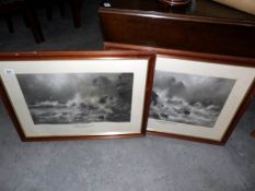 A pair of framed and glazed seascapes