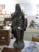 A large spelter figure of Isaac Newton