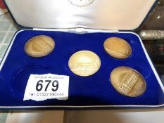 4 Royal Albert Hall centenary coins in case