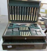 A large oak cased canteen of cutlery