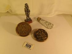 2 early small brass religious plaques,