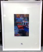 A signed Cornish school painting in acrylics entitled 'Harbour Boats, Newlyn' by Tim Treagust, (B.