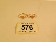 2 9ct gold signet rings,