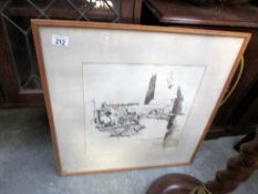 A framed and glazed working sketch 'Icarus over Boston',