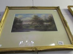 An unsigned oil on board rural landscape of the river trent