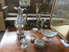 A mixed lot of silver plate including epergne