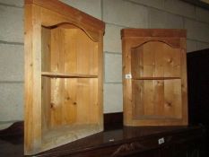 2 Pine corner cupboards