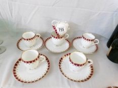 6 Victorian china tea cups and saucers