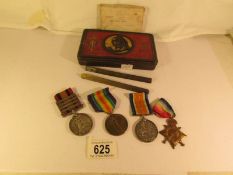 A set of WW1 medals belonging to Pte.