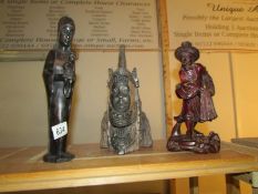3 interesting wooden figurines including Black Mary
