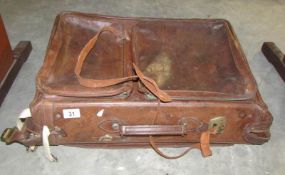 A vintage leather suitcase