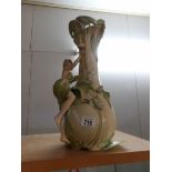 A Royal Dux vase surmounted female figure