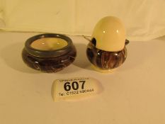 A Victorian acorn shaped mustard pot together with an acorn base shaped salt both with lozenge mark