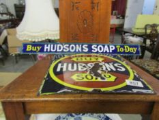 2 Hudson soap enamel signs