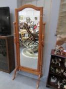 A pine cheval mirror