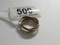 A 3 colour Russian style gold ring,