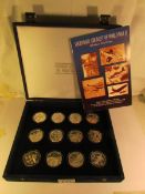 A cased set of 12 legendary aircraft of world war 2 $50 silver proof coins