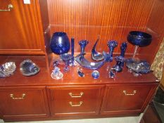 17 pieces of blue glass