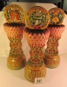 A set of 3 Oriental ceramic ornaments