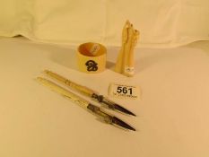 4 items of 19th century bone or ivory