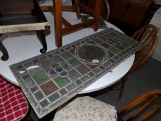 2 pieces of stained and leaded glass,