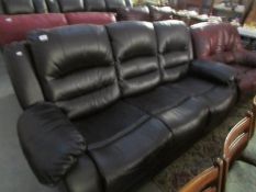 A good 3 seat reclining black leather sofa