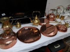 A mixed lot of brass and copper ware