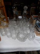 2 decanters and other glass ware
