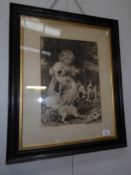 2 framed and glazed engravings 'The Cast Shoe' after G H Mason and a child playing with puppies