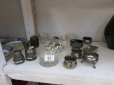 A mixed lot of condiment and other glass items