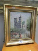 A gilt framed continental scene oil on board painting