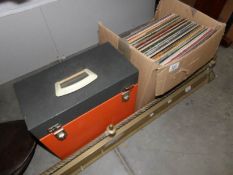 A box and a case of records