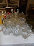 A mixed lot of glass including decanters